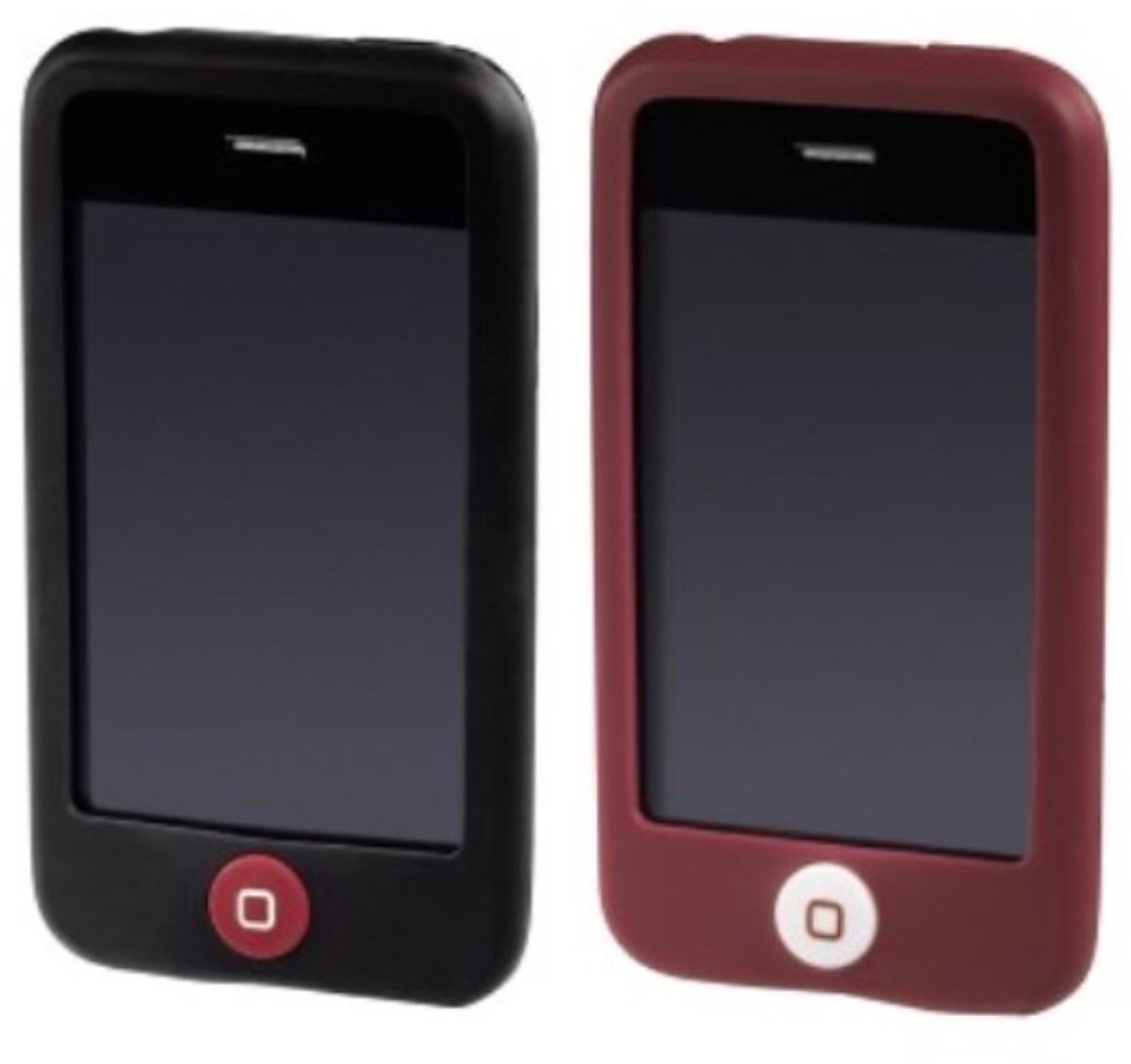 Set van 2 siliconen hoesjes zwart/rood voor Apple iPhone 3G/3GS