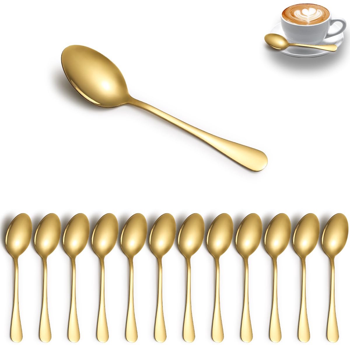Gouden Theelepelset - 12 stuks - Roestvrij staal - Multifunctioneel