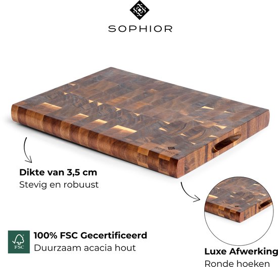 SOPHIOR Bloc à découper | Bois d'acacia | Durable et robuste