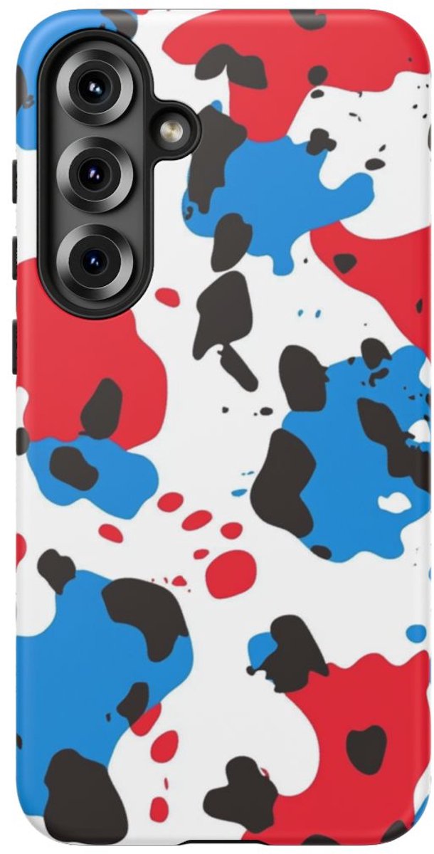 Rood-Blauw Vlekkenpatroon – Telefoonhoesje Geschikt voor Galaxy S25 Plus
