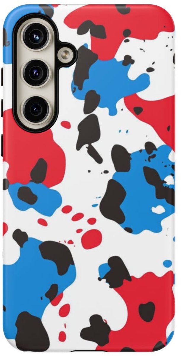 Rood-Blauw Abstracte Vlekkenpatroon – Telefoonhoesje Geschikt voor Galaxy S24 Plus