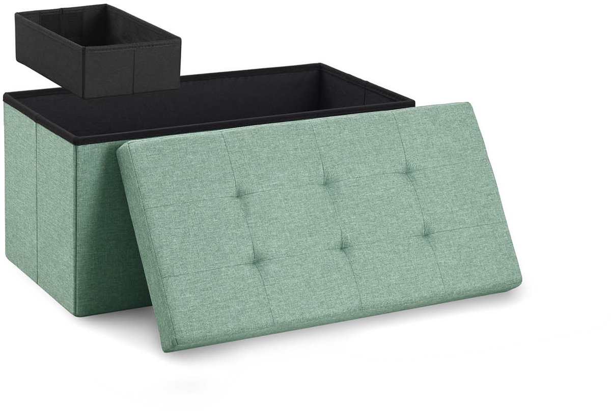 Blumtal Zitbank met Opbergruimte - 76x38x38cm - Hocker met opbergruimte - Turquoise - met 1 doos