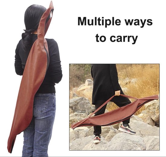 Boogschiettas - 152 cm PU-lederen compoundboog-etui - boog-draagtas - opbergtas voor recurveboog - lange boog - paardenboog - traditionele boog — afbeelding 2