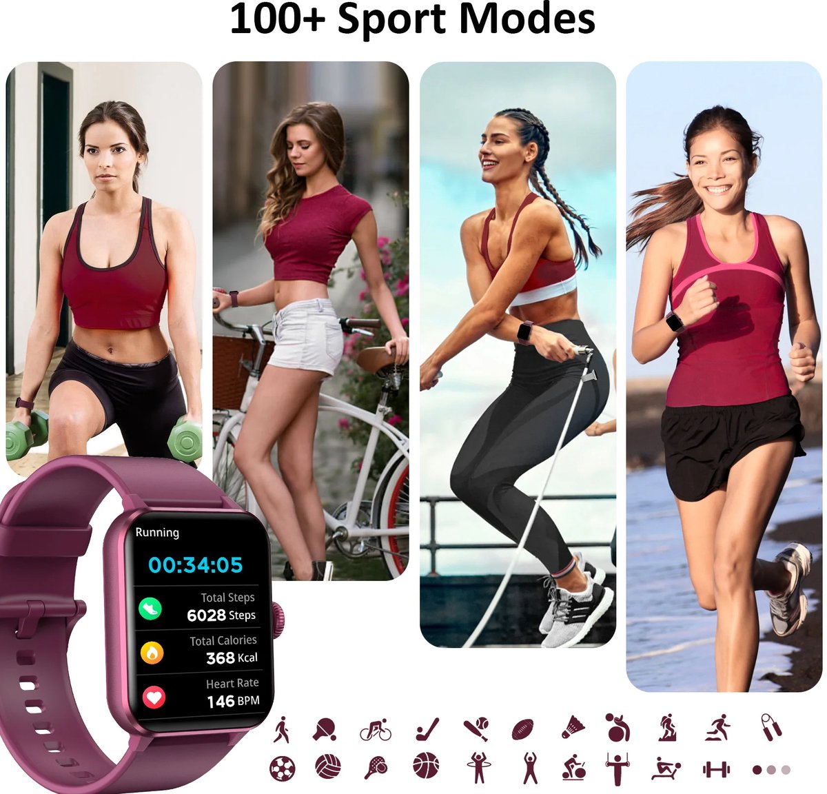 Afbeelding 3 van Smartwatch Activiteitentracker 1,85" HD Zwart