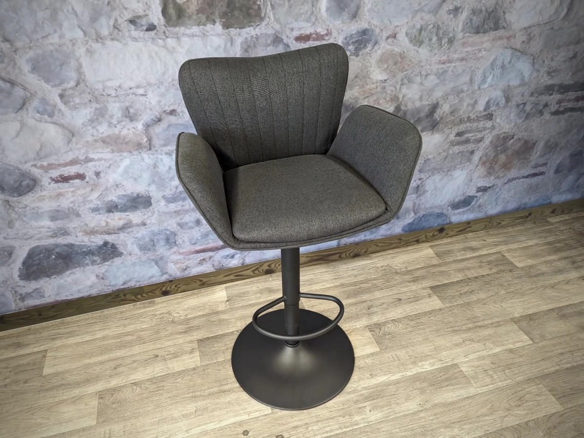 Barhocker HWC-M67, Drehstuhl Barstuhl, mit Armlehne Fußablage drehbar Stoff/Textil Eisen FSC® ~ grün Fuß schwarz von