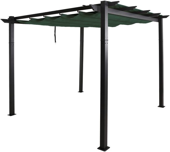 Luifel met haken en ringen van duurzame stof, voor buiten of balkon, wasbaar, kleur groen en wit, 145 x 290 cm