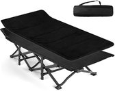 CALIYO - Veldbed - Kampeerbed - Campingbed met Kussen - Inklapbaar Logeerbed / Stretcher - Sterk Frame - 1 Persoon - 188x71x49cm - Zwart