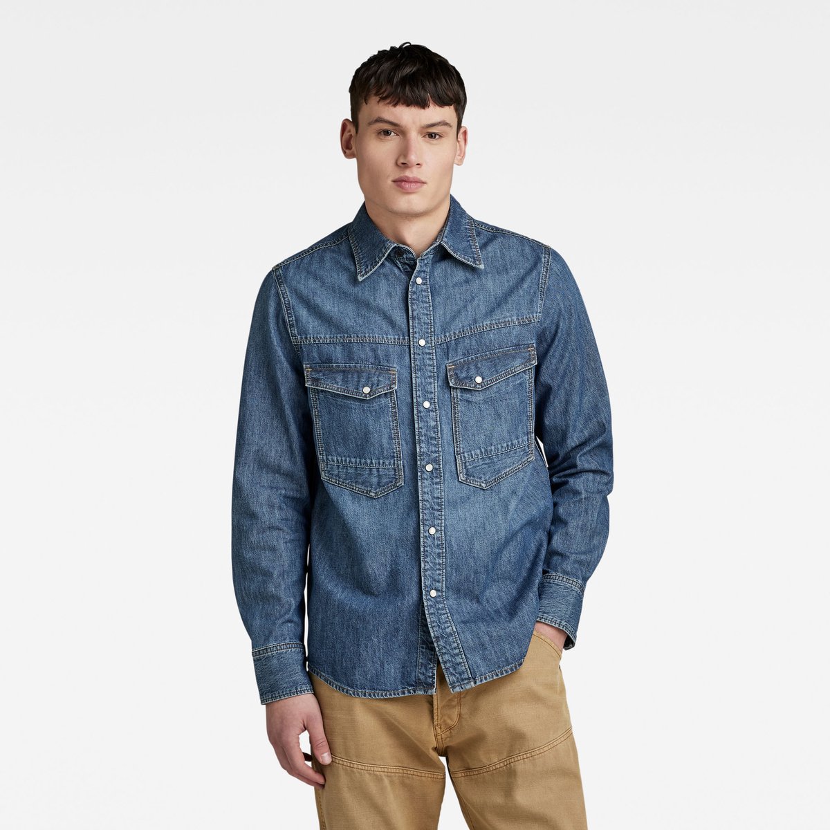 G-Star Dakota regular shirt ls Heren Shirts Faded Seasalt