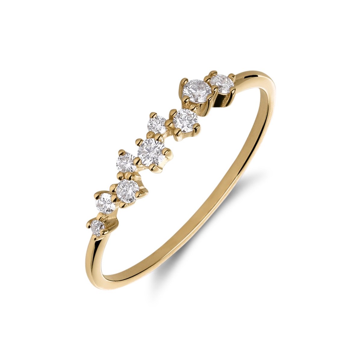 Lucardi Dames 14 Karaat gouden ring diamant 0,15 - Ring - 14 Karaat Goud - Goud - 18 / 57 mm