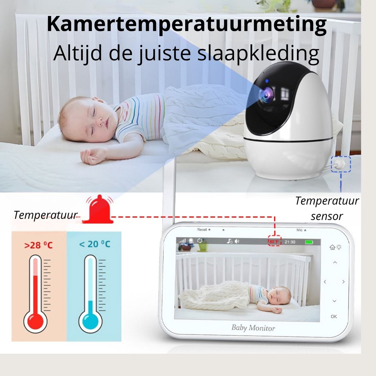 BABIVA Premium babyfoon met 4,3-inch scherm thumbnail 4