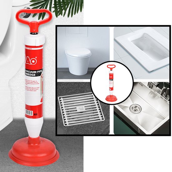 Decopatent Krachtige WC Ontstopper met Zuignap - Gootsteenontstopper - Ontstoppingspomp Gootsteen - WC Plopper met pomp en zuig functie