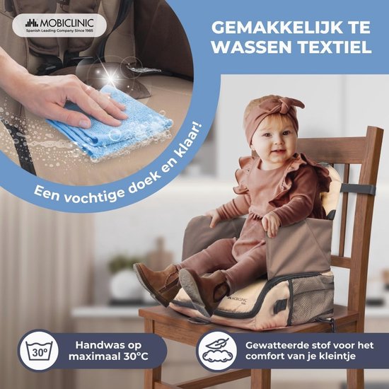 Opvouwbare Kinderstoel met Opbergruimte - Beige - Voor Kinderen Tot 15 kg van Merkloos — afbeelding 3