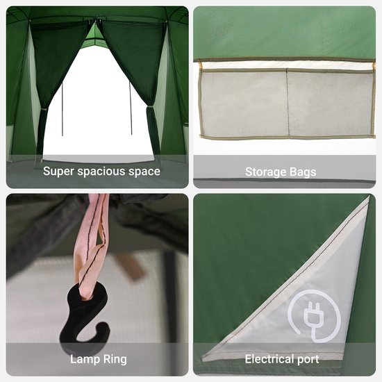 vidaXL - Familie - Tent - met - Ramen - Koepel - Groen - 6-Persoons - Waterdicht van Vidaxl — afbeelding 5