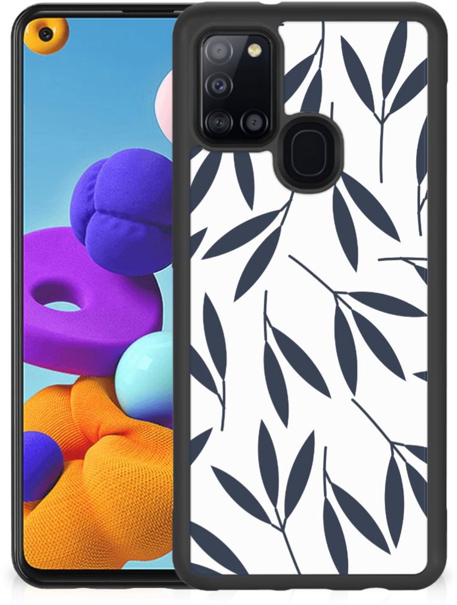 Samsung Galaxy A21s Skin Case Leaves Blue
