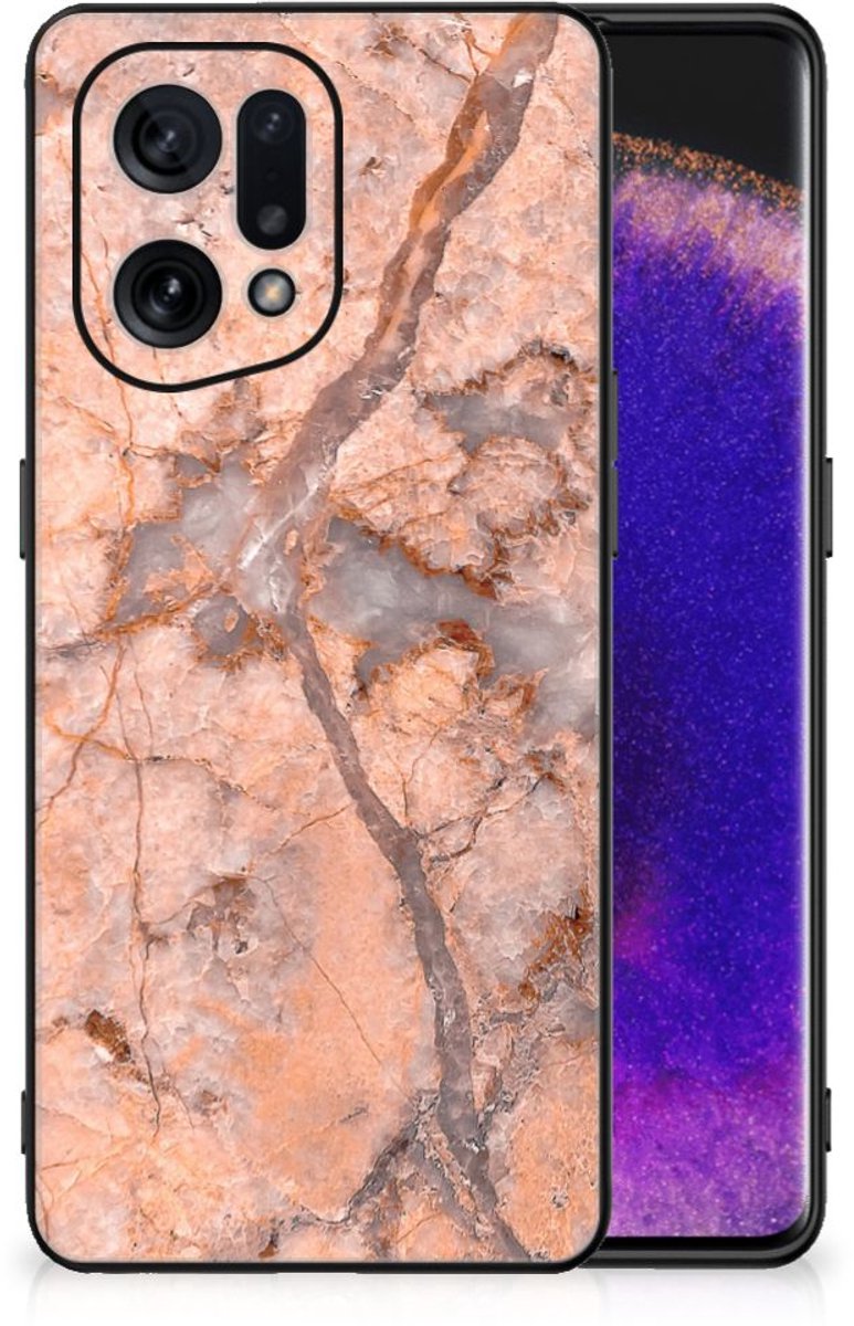 OPPO Find X5 Marmeren Print Telefoonhoesje Marmer Oranje
