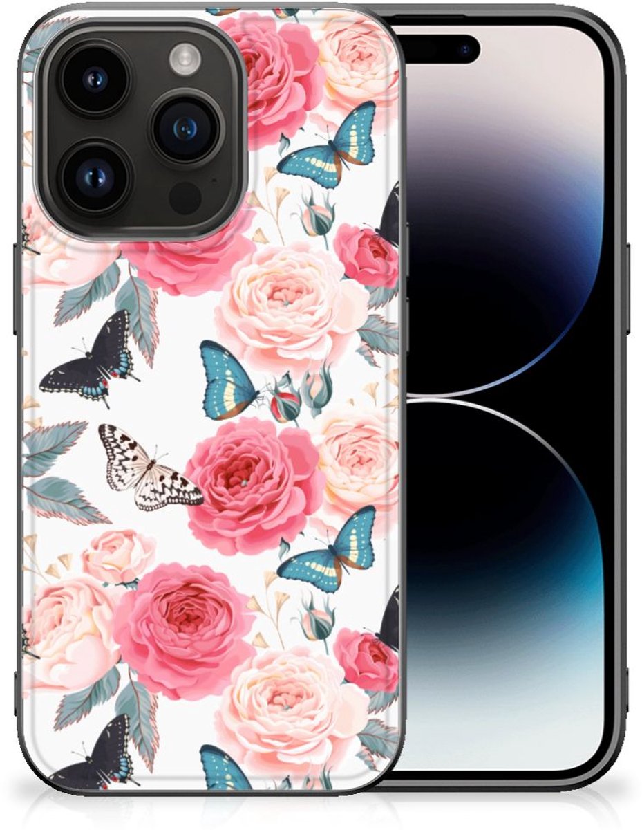 iPhone 15 Pro Bloemen Hoesje Butterfly Roses