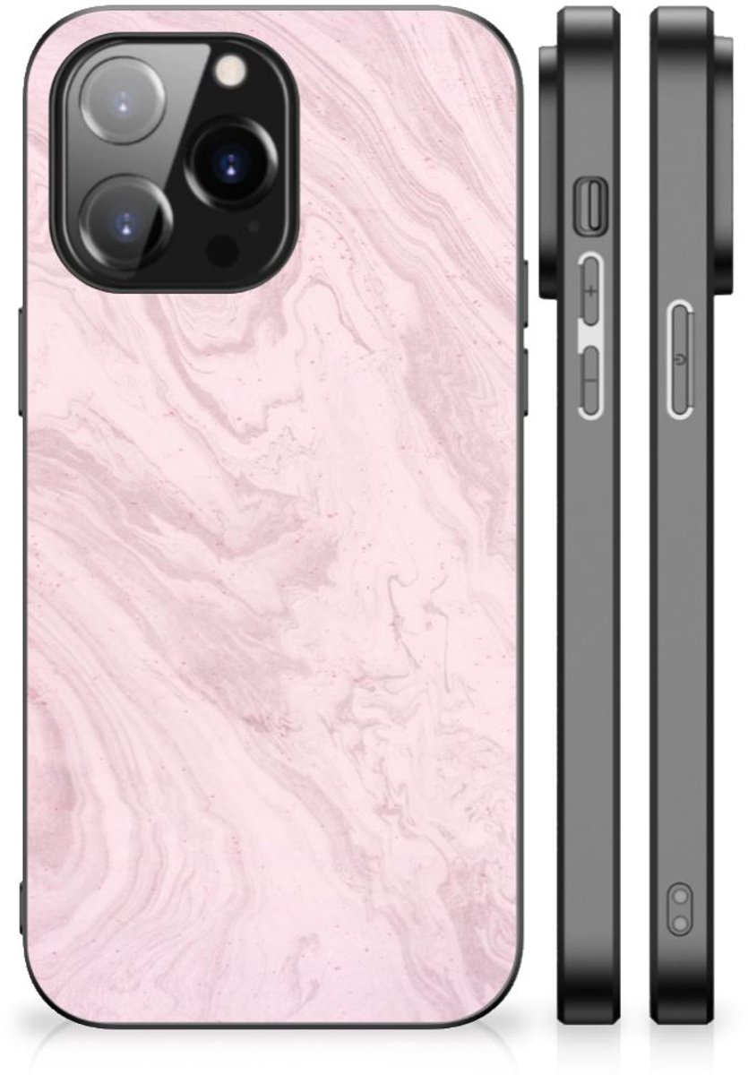 iPhone 14 Pro Max Marmeren Print Telefoonhoesje Marble Pink - Origineel Cadeau Vriendin