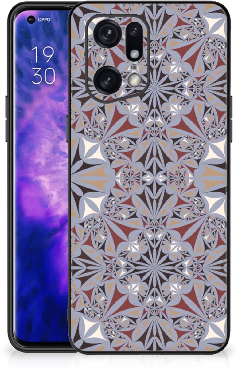 OPPO Find X5 Pro Marmeren Print Telefoonhoesje Flower Tiles
