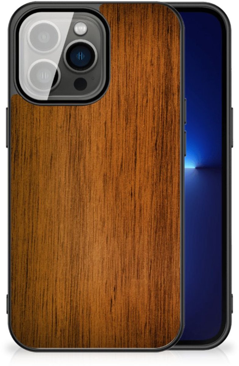 iPhone 13 Pro Houten Print Telefoonhoesje Donker Hout