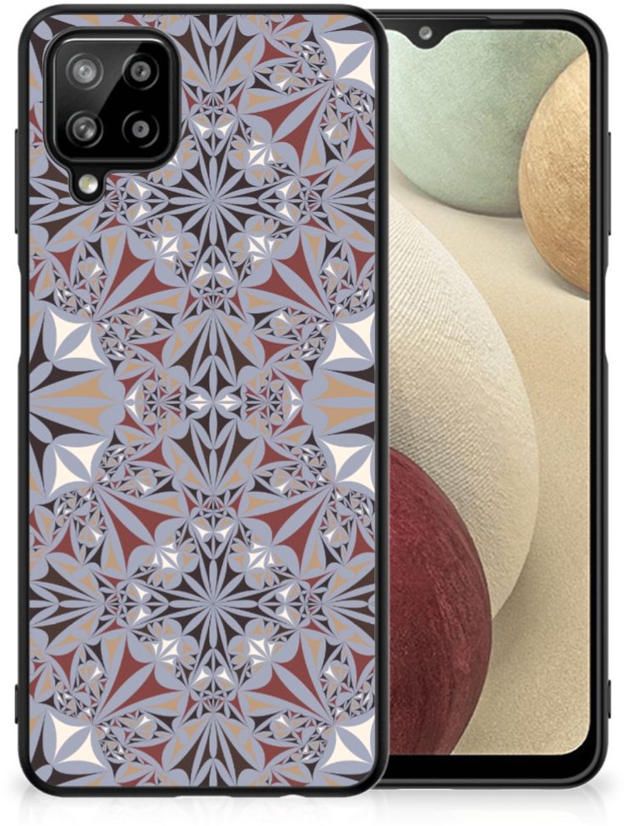 Samsung Galaxy A12 Marmeren Print Telefoonhoesje Flower Tiles