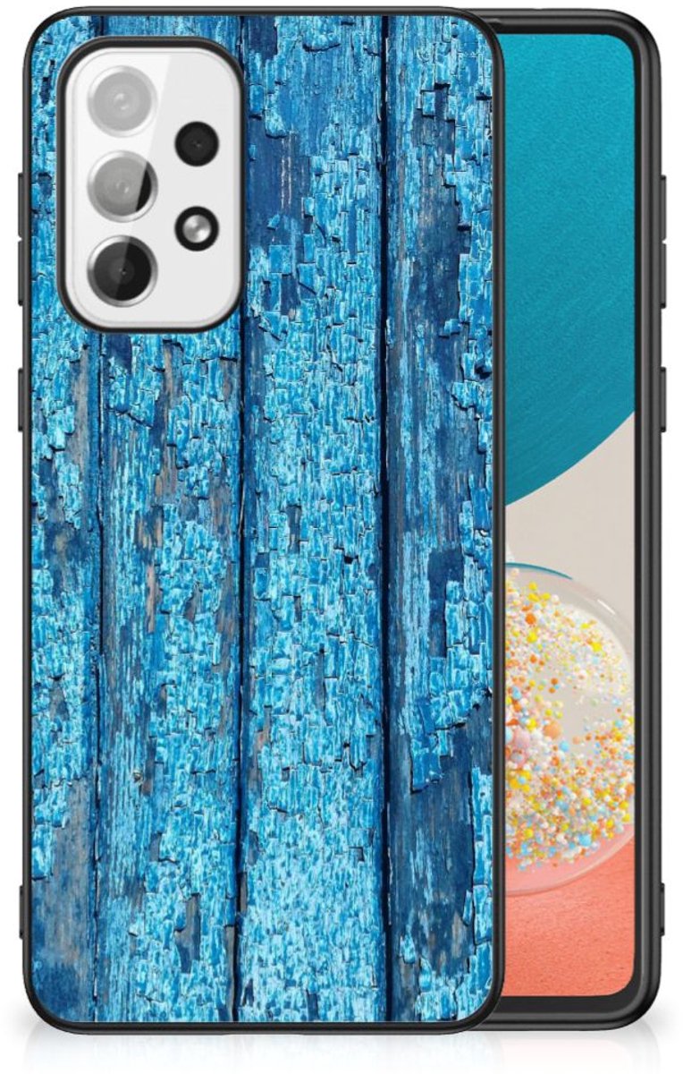 Samsung Galaxy A73 Houten Print Telefoonhoesje Wood Blue