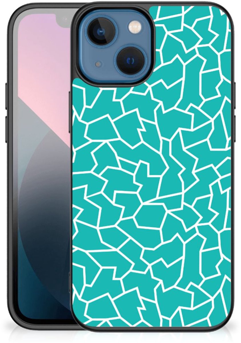 Back Cover voor Apple iPhone 13 mini Leuk Telefoonhoesje Cracks Blue