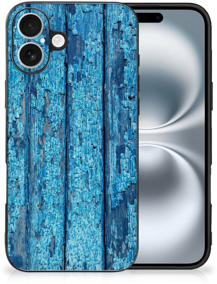 iPhone 16 Houten Print Telefoonhoesje Wood Blue