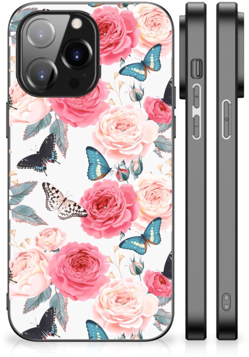 iPhone 14 Pro Max Bloemen Hoesje Butterfly Roses
