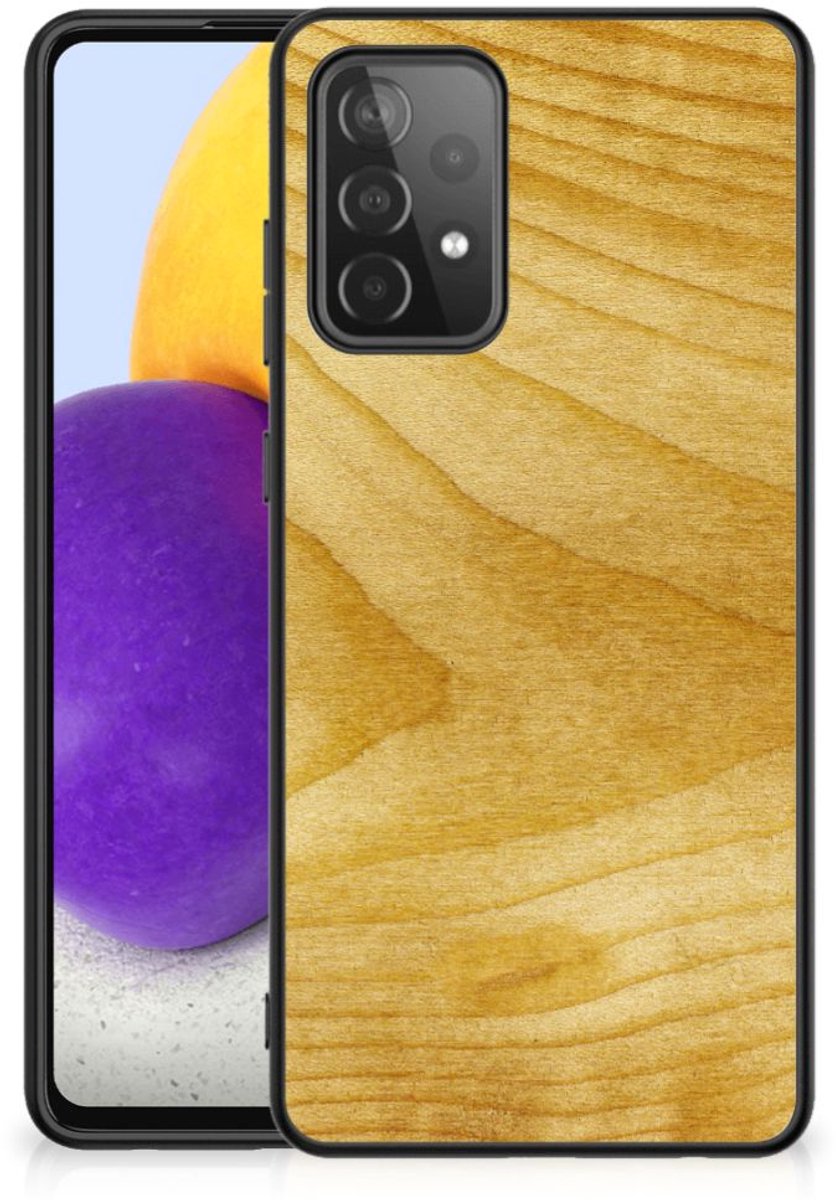 Back Cover voor Samsung Galaxy A72 (5G/4G) Houten Print Telefoonhoesje Licht Hout