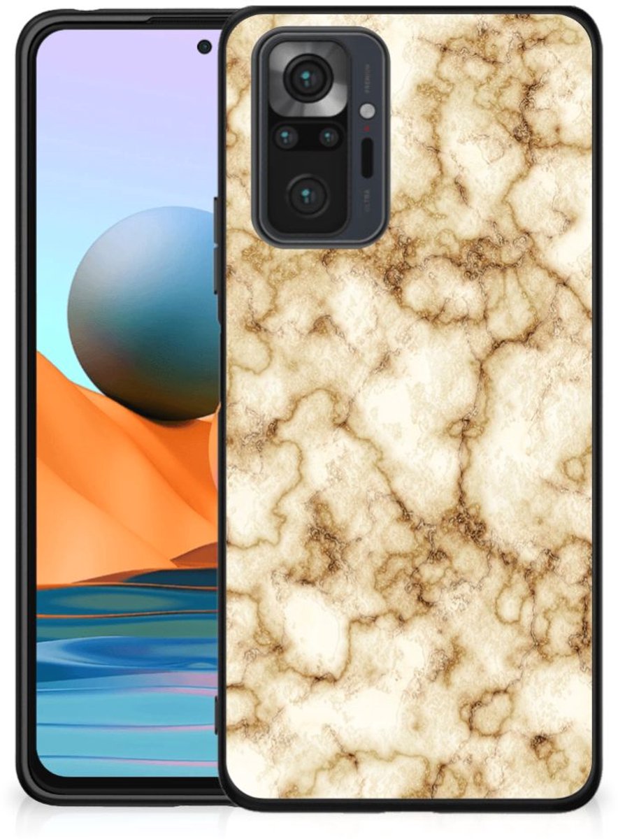 Back Cover voor Xiaomi Redmi Note 10 Pro Marmeren Print Telefoonhoesje Marmer Goud