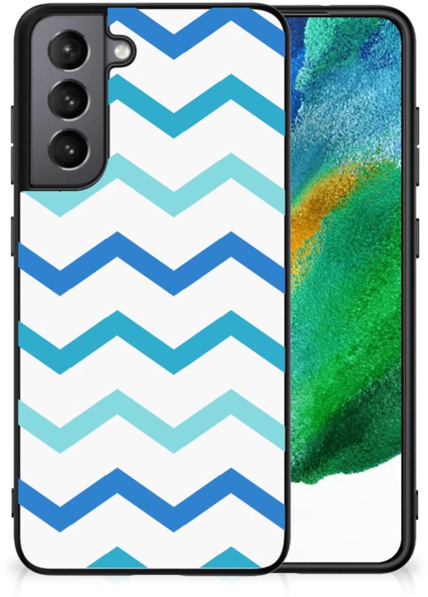 Samsung Galaxy S21FE Back Case Zigzag Blauw