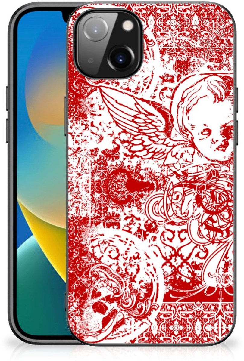 Telefoonhoesje iPhone 14 Plus Angel Skull Rood