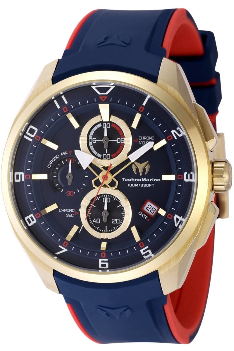 TechnoMarine OCEAN - QUANTUM TM-318127 Heren Horloge - Waterdicht - Analoog - Quartz Uurwerk - Roestvrij Staal met blauwe Wijzerplaat - 44mm