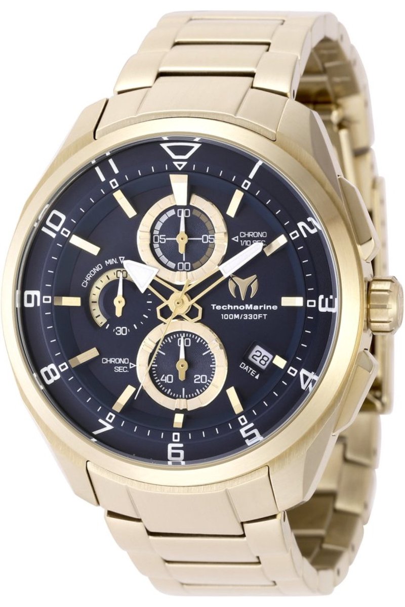 TechnoMarine OCEAN - QUANTUM TM-318119 Heren Horloge - Waterdicht - Analoog - Quartz Uurwerk - Roestvrij Staal met blauwe Wijzerplaat - 44mm