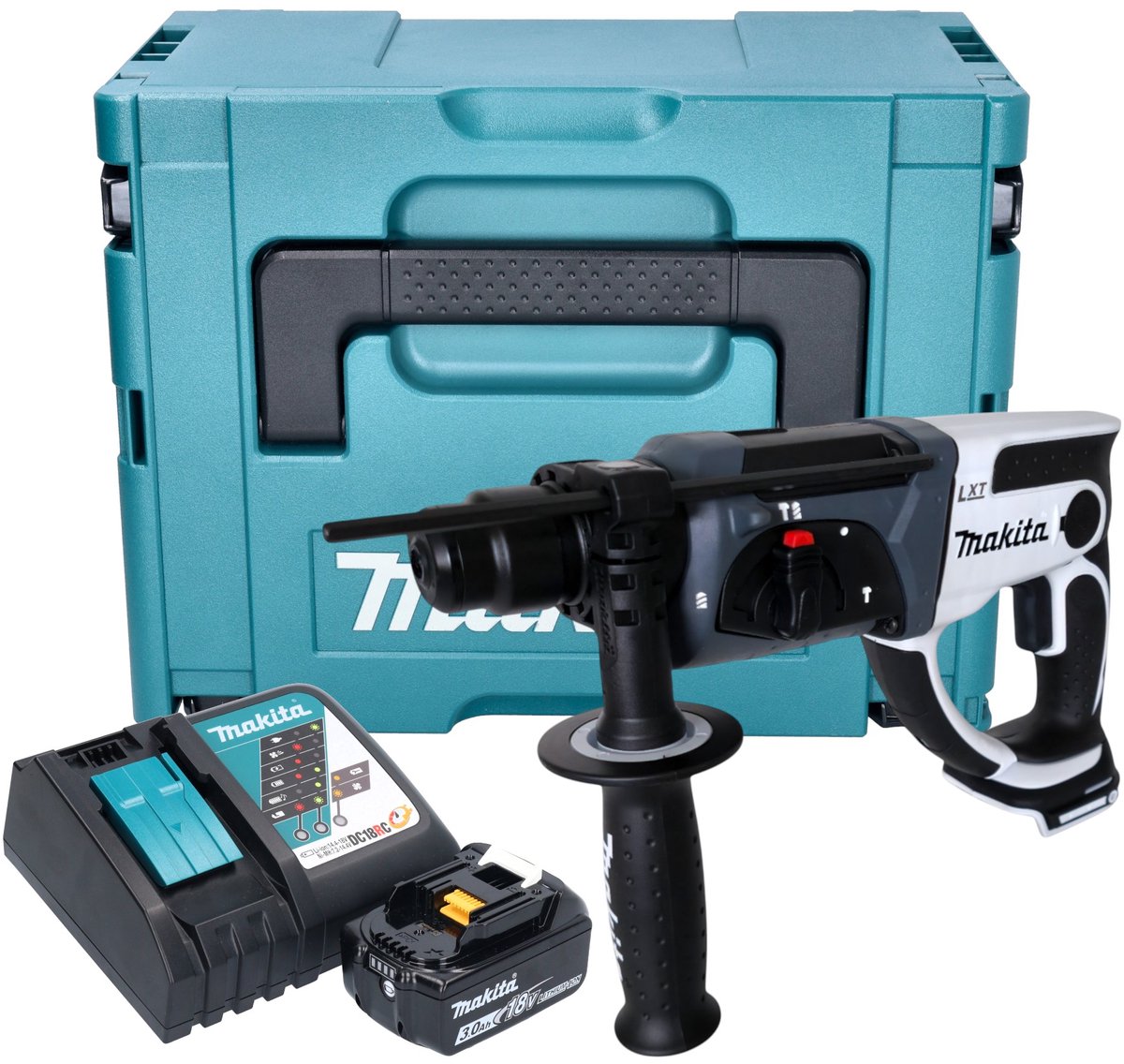 Makita DHR 202 RF1JW Accu-Hamerboormachine 18 V 20 mm 2.0 J wit + 1x accu 3.0 Ah + lader + Makpac