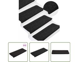 vidaXL Anti Slip Matten - Trapmatten - Trapmatten zelfklevend 15 st 65x24,5x3,5 cm antracietkleurig - Loopvloer - Trappen Bekleden - Binnenhuisdecoratie
