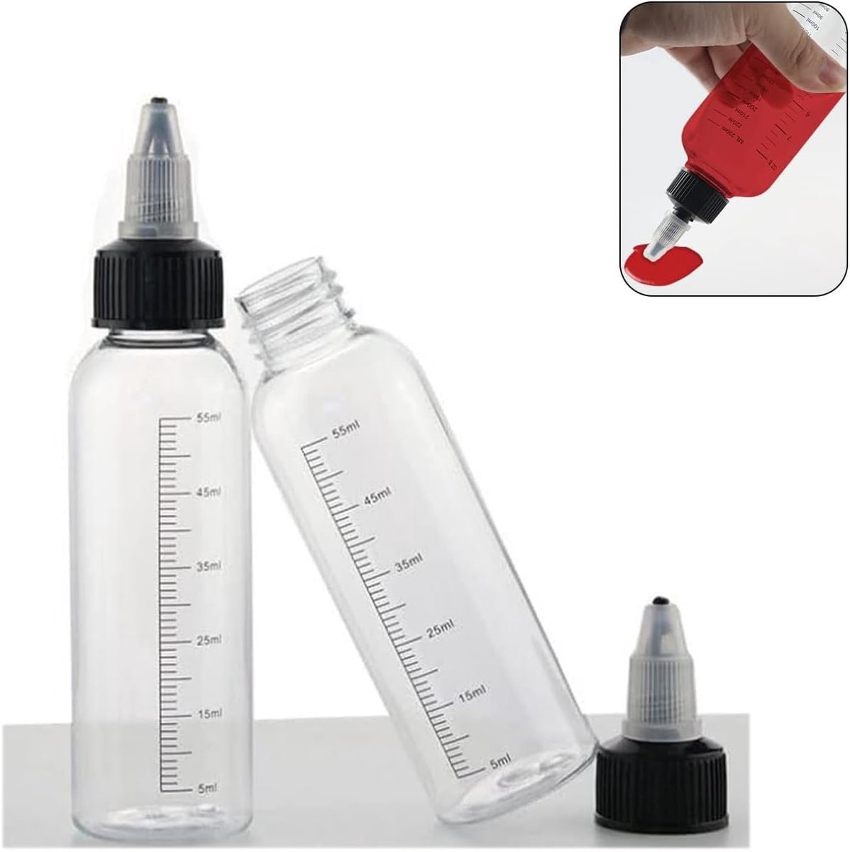 Image of 6-pack transparante knijpflessen 230 ml met schaalverdeling voor sauzen - ideaal voor ketchup, mosterd en olijfolie