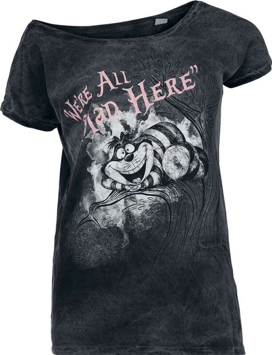 Alice In Wonderland Cheshire Cat - We're All Mad Here Dames T-shirt - zwart - M