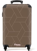 NoBoringSuitcases.com - Valise - Fond marron avec lignes rose clair - Dimensions : 55 x 40 x 20 cm et 55 x 35 x 25 cm - Valise à roulettes pour adultes - Valise de voyage à roulettes - Valise à roulettes légère