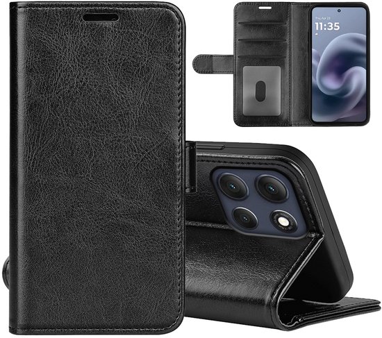 Étui portefeuille MobyDefend Motorola Moto G86 (fermeture à l'arrière) - Zwart - Étui pour téléphone portable - Étui compatible avec : Motorola Moto G86