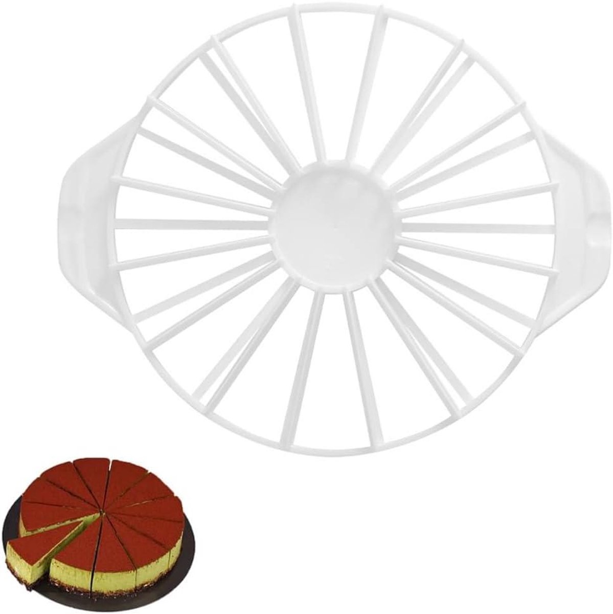 ByShane - Ronde Taartverdeler van Kunststof voor Gelijke Taartstukken - Snijder voor 14/16 Taartpunten - Taartgadget voor in de Keuken - Wit Kleurig