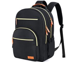 MOCOCITO Rugzak Dames, Grote 15,6 inch Laptop Rugzakken Waterdichte Schoolrugzak Meisjes Tiener Dagrugzakken, Zwart Goud Elegante Werktas voor School, Werk, Universiteit, Reizen
