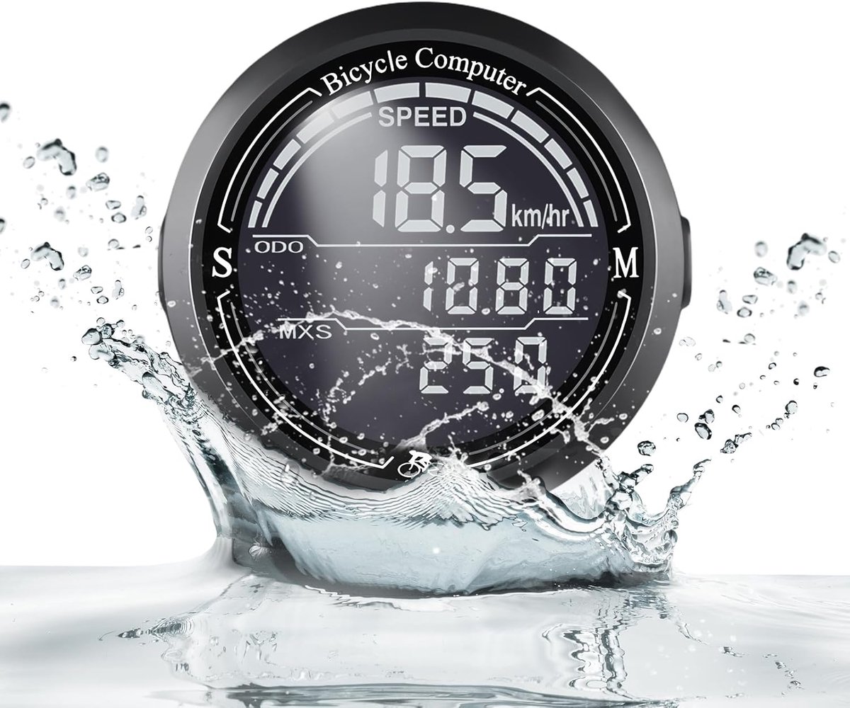 Fietscomputer-kilometerteller fiets-snelheidsmeter fiets-Draadloze fietscomputer - 2,2" LCD-scherm, automatische achtergrondverlichting - Universeel 12 functies, IP67 waterdicht - Fietssnelheidsmeter en kilometerteller, geschikt voor fietsen - Grijs
