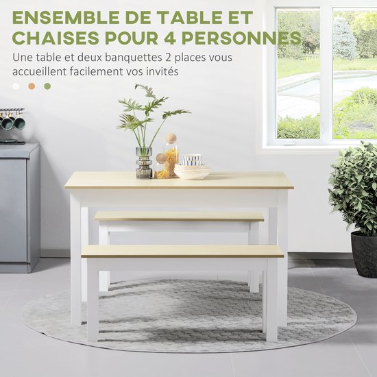 Ensemble de table à manger HOMCOM - Aggloméré - 119x70x75cm - Chêne