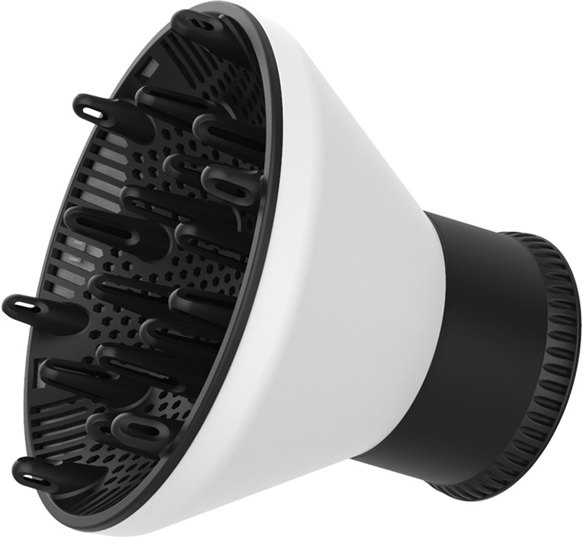 Universele haarverspreider met aanpasbare föhnbevestiging voor föhnmondstukken met een diameter van 4,2 tot 6 cm (wit)