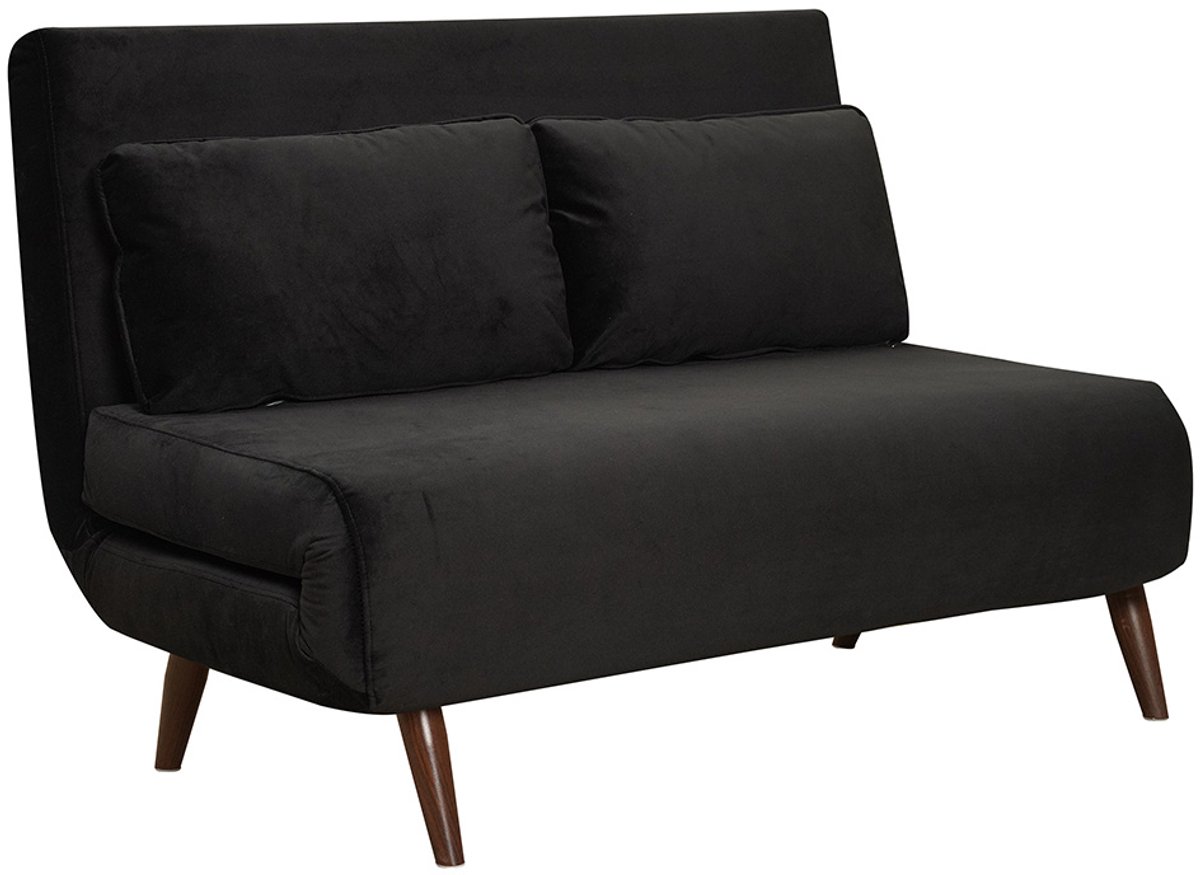 Bronx71 Velvet slaapbank 1,5 persoons Kristian zwart - Logeerbed - Vouwbed - Slaapstoel - Zetelbed