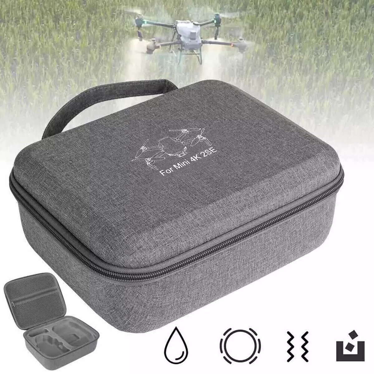 Beschermhoes voor Dji Mini 4k / Mini 2 Se / Mini 2 - Draagbare Draagtas - Case voor Drone Combo en Accessoires - Case - Grijs - 20,5 x 19 x 10 cm