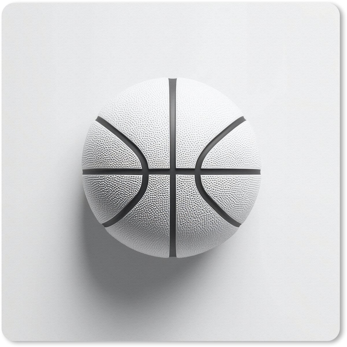 Muismat 20x20 cm - Mousepad Basketbal - Wit - Schaduw - Lijnen - Muismatten