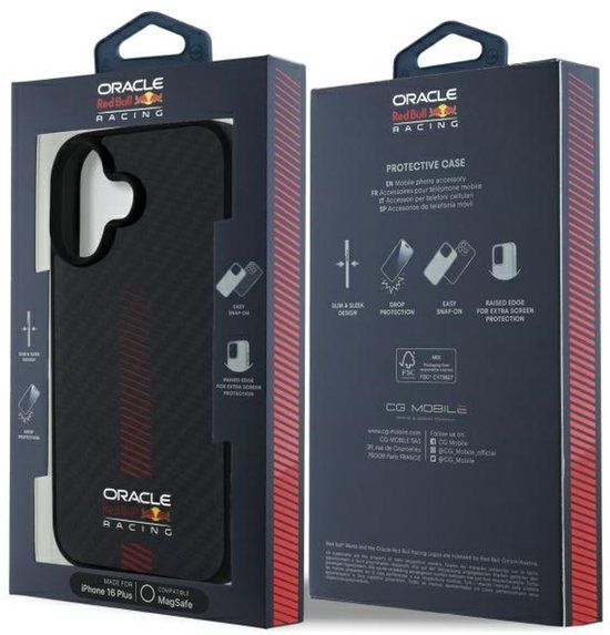 Red Bull Hardcase Hoesje Voor Iphone 16 Plus 6.7 Koolstofvezel Power Bar van Red Bull — afbeelding 2