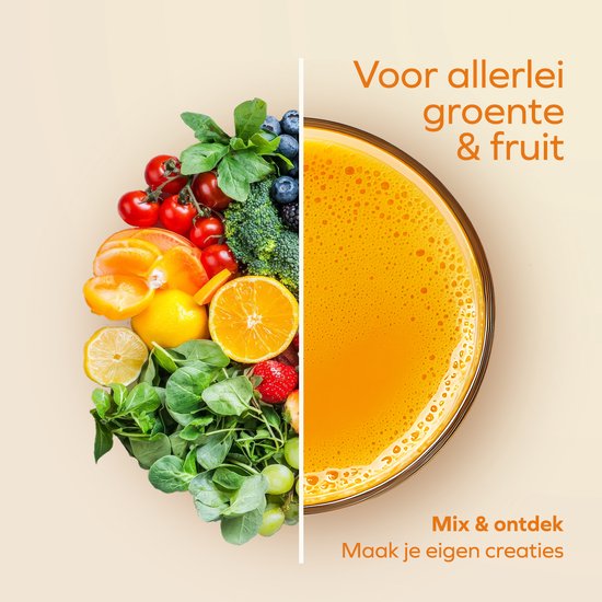 KitchenBrothers Slowjuicer - Sapcentrifuge - XXL Vulopening - Verticaal - Juicer - Groenten en Fruitpers - 126 mm - 750 ml - Champagne van KitchenBrothers — afbeelding 5